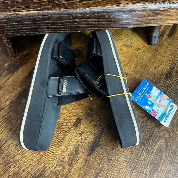 Cobian Women's Dana Rise Synthetic Leather Strap Slides Sandals, Black Sz 8. NWT - Picture 8 of 13